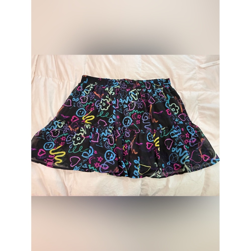 Black Polyester Tiered Skater Skirt Size 2X - Made in India